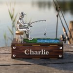 Personalised 3D Fishing Figurine with Name Office Desk Decoration Birthday Father's Day Gift for Fisherman Dad Man
