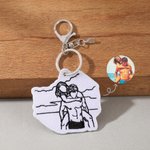 Personligt svartvitt broderat foto silhuett nyckelring väska charm reseanvändning födelsedag bröllop present till pojkvän make man älskare