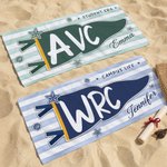 Personalisierte Wimpel schnell trocknen überdimensionale Strandtuch mit Schulnamen und Namen Travel Essentials Beach Party Graduation Geschenk für Freunde Absolventen