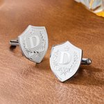 Personalizada Corona Escudo Escudo de la familia Un par de iniciales Hombres Gemelos con nombre Accesorios de vestir Regalo del Día del Padre para el padre Abuelo