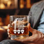 Personalised Guitar Headstock Best Dad Ever 10 oz Rock Whiskey Glass with 1-10 Names Father's Day Birthday Gift for Dad Guitar Lover