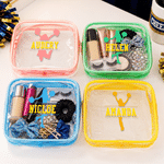 Personalized Multicolor Cheerleader Silhouette Clear Makeup Bag with Name Cheer Camp Team Gift for Cheerleader Cheer Team Friend