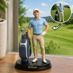 Personalized Photo into 3D Golf Character Figurine Ornament with Text Desktop Decor Birthday Team Gift for Golf Lovers