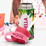 Personalised Cute Jungle Animal 12 oz Water Bottle with Name Straw and Handle Back to School Birthday Gift for Kids