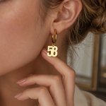 Personalised Initial and Number Ear Clips Minimalist Jewellery Daily Use Anniversary Birthday Gift for Her