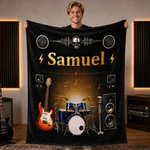 Acogedora manta personalizada con nombre Guitarra eléctrica Uso diario Decoración del hogar Regalo de fiesta para músico Amante de la música