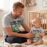 Personalised Our First Father's Day Together Father and Baby Matching Set 100% Cotton Shirt with Names Father's Day Gift for Baby New Dad