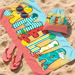 Personalisierte bunte Doodle Letter saugfähigen Strand Handtuch und Tasche mit Namen täglichen Gebrauch Strand Party Geschenk für Frau Mädchen