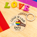 Personalized Love Is Love Rainbow LGBTQ Acrylic Keychain with Name Daily Use Pride Parade Birthday Gift for Gay Couple Friend