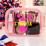 Personalized Multicolor Cheerleader Silhouette Clear Makeup Bag with Name Cheer Camp Team Gift for Cheerleader Cheer Team Friend