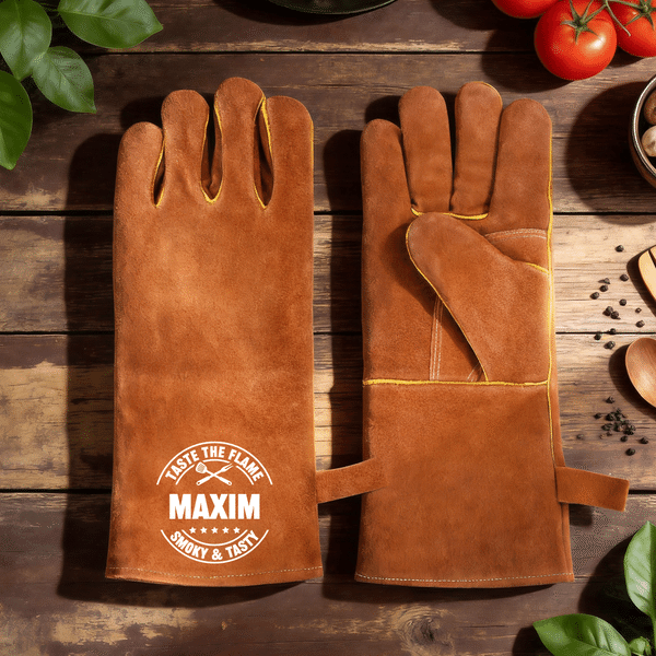 Guanti da grigliata personalizzati con motivo BBQ, resistenti al calore e con nome Regalo per la festa del papà per il nonno amante del barbecue