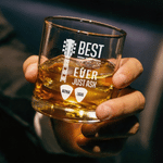 Personalised Guitar Headstock Best Dad Ever 10 oz Rock Whiskey Glass with 1-10 Names Father's Day Birthday Gift for Dad Guitar Lover