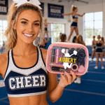 Personalized Multicolor Cheerleader Silhouette Clear Makeup Bag with Name Cheer Camp Team Gift for Cheerleader Cheer Team Friend