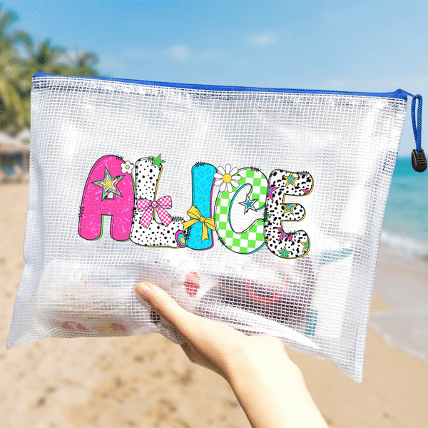 Personalised Artistic Name Waterproof Sandproof Pool Beach Bag Daily Use Summer Holiday Travel Beach Party Gift for Women