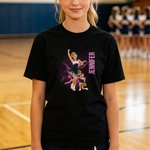 Personnalisé Multicolore Lightning 1-3 Photos T-shirt Noir Sweatshirt Hoodie avec Nom et Numéro Evénement Sportif Cadeau d'Anniversaire pour Amoureux du Sport
