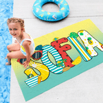 Personalisierte bunte Doodle Letter saugfähigen Strand Handtuch und Tasche mit Namen täglichen Gebrauch Strand Party Geschenk für Frau Mädchen