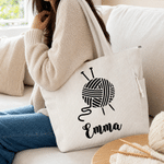 Crochet personnalisé Sac fourre-tout en velours côtelé de grande capacité avec nom Voyage Cadeau d'anniversaire essentiel pour les passionnés de tricot