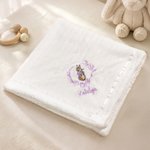 Personlig brodert kransbue Beatrix Potter Peter Rabbit Mykt babyteppe med navn Baby shower bursdagsgave til nyfødte barn