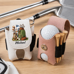 Personalisierte Multicolor Golf Elemente PU Leder Golfball Tasche mit Namen und Golf Tee Geburtstag Vatertag Geschenk für Golf-Enthusiasten