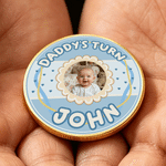 Personalized Funny Photos Mommy's Daddy's Turn Decision Coin with Name Daily Use First Father's Mother's Day Baby Shower Gift for New Parent Mom