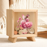 Personalised Birth Flower Fairy Pattern Wooden Money Box Piggy Bank with Name Room Decor Children's Day Birthday Gift for Girls Kids