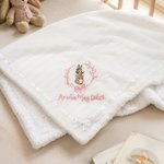Personlig brodert kransbue Beatrix Potter Peter Rabbit Mykt babyteppe med navn Baby shower bursdagsgave til nyfødte barn