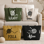 Crochet personnalisé Sac fourre-tout en velours côtelé de grande capacité avec nom Voyage Cadeau d'anniversaire essentiel pour les passionnés de tricot