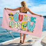 Serviette de plage en microfibre à séchage rapide personnalisée Cousin Crew Name Fantasy Gradient-Color Quick Dry Summer Vacation Birthday Gift for Kids Family Friends