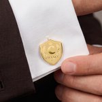 Personalizada Corona Escudo Escudo de la familia Un par de iniciales Hombres Gemelos con nombre Accesorios de vestir Regalo del Día del Padre para el padre Abuelo