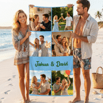 Personalisierte Foto-Collage übergroße schnell trocknende magnetische Strandtuch mit Text Sommerurlaub Zubehör Geburtstag Geschenk für Freund Familie