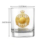 Personalised Gold Badge Wings Crown Initial 10 oz Rock Whiskey Glass with Name Father's Day Birthday Gift for Father Whiskey Lover