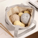 Crochet personnalisé Sac fourre-tout en velours côtelé de grande capacité avec nom Voyage Cadeau d'anniversaire essentiel pour les passionnés de tricot