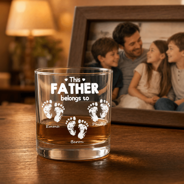 Verre à whisky Rock de 10 oz avec nom de famille et 1 à 6 noms Cadeau de fête des pères personnalisé