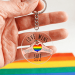 Personalized Love Is Love Rainbow LGBTQ Acrylic Keychain with Name Daily Use Pride Parade Birthday Gift for Gay Couple Friend