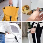 Personalised Retro Graffiti Checkerboard Polka Dots Luggage Handle Wrap with Name Set of 2 Travel Accessories Birthday Gift for Family Friends