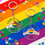 Personalized Love Is Love Rainbow LGBTQ Acrylic Keychain with Name Daily Use Pride Parade Birthday Gift for Gay Couple Friend