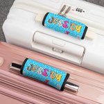 Personalised Retro Graffiti Checkerboard Polka Dots Luggage Handle Wrap with Name Set of 2 Travel Accessories Birthday Gift for Family Friends