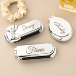 Peigne à cheveux de poche pliable personnalisé avec miroir et nom Mariage Anniversaire Cadeau de voyage pour femmes Demoiselles d'honneur Filles d'honneur