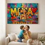 Gepersonaliseerde Abstracte Graffiti Art Photo Grote Canvas Afdrukken met Tekst Home Decor Schip van USA Vaderdag Verjaardagscadeau voor Vader Familie