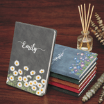 Personalized Multicolor Birth Flower PU Leather A5 Notebook and Pen Set with Name Anniversary Birthday Father's Day Gift for Mother Father