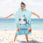 Personalizowany szybkoschnący ręcznik plażowy dla dzieci z kapturem i morskimi zwierzątkami z imieniem prezent dla chłopców i dziewczynek