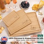 Personalized Name Date FSC Bamboo Engraving Charcuterie Cutting Board with Juice Groove Ship from USA Wedding Housewarming Gift for Family