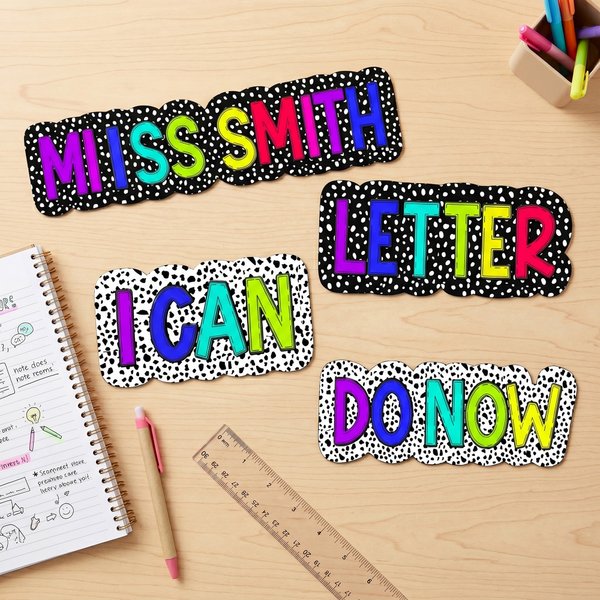 Personalized Multicolored Rainbow Doodle Letter Whiteboard Magnet with Text Daily Interactive Teaching Tool Back to School Gift for Teachers