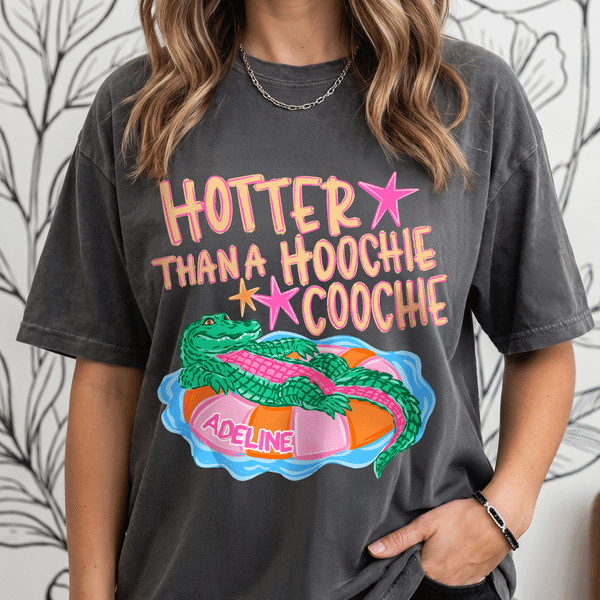 Personalised Hotter Than A Hoochie Coochie 100% Cotton T-shirt with Name Daily Wear Summer Gift for Friend