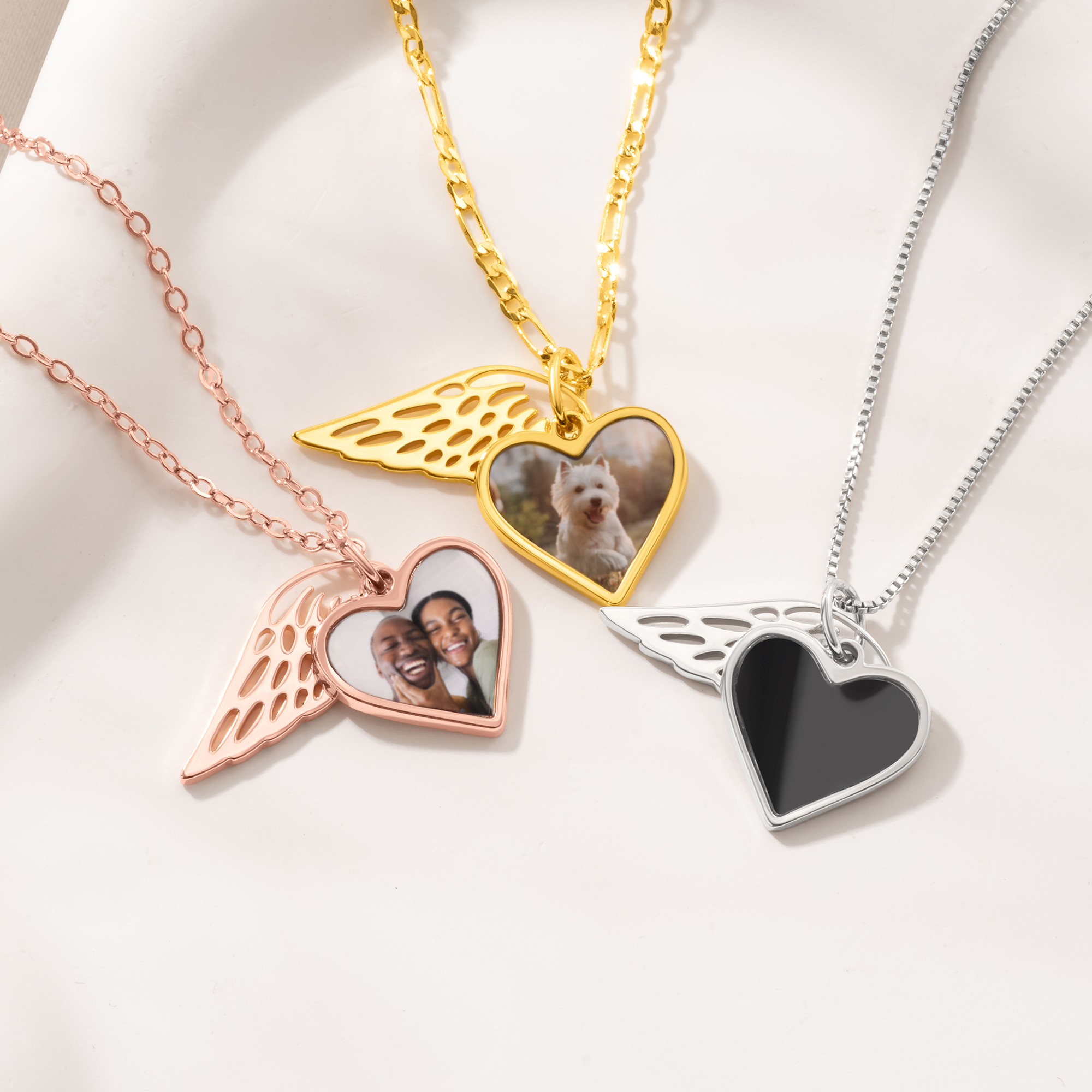 Personalised Heart Necklace Heat-Activated Hidden Photo Design with Text Memorial Gift for Women