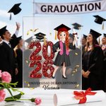 Placa de acrílico personalizada con personaje de dibujos animados nombre y año regalo y recuerdo de graduación para graduados
