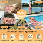 Personalized Colourful Gradient Cartoon Character Oversized Quick Dry Magnetic Beach Towel with Name Summer Vacation Gift for Family