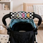 Personalised Retro Graffiti Checkerboard Polka Dots Luggage Handle Wrap with Name Set of 2 Travel Accessories Birthday Gift for Family Friends