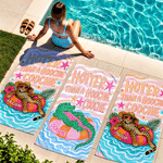 Personalized Cartoon Animals Soft Quick Dry Beach Towel with Name Summer Vacation Birthday Travel Beach Gift for Young Couples Women Besties