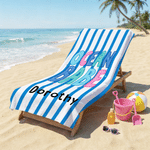Asciugamano da spiaggia personalizzato a righe ad asciugatura rapida con nome Regalo di compleanno estivo per famiglia e bambini